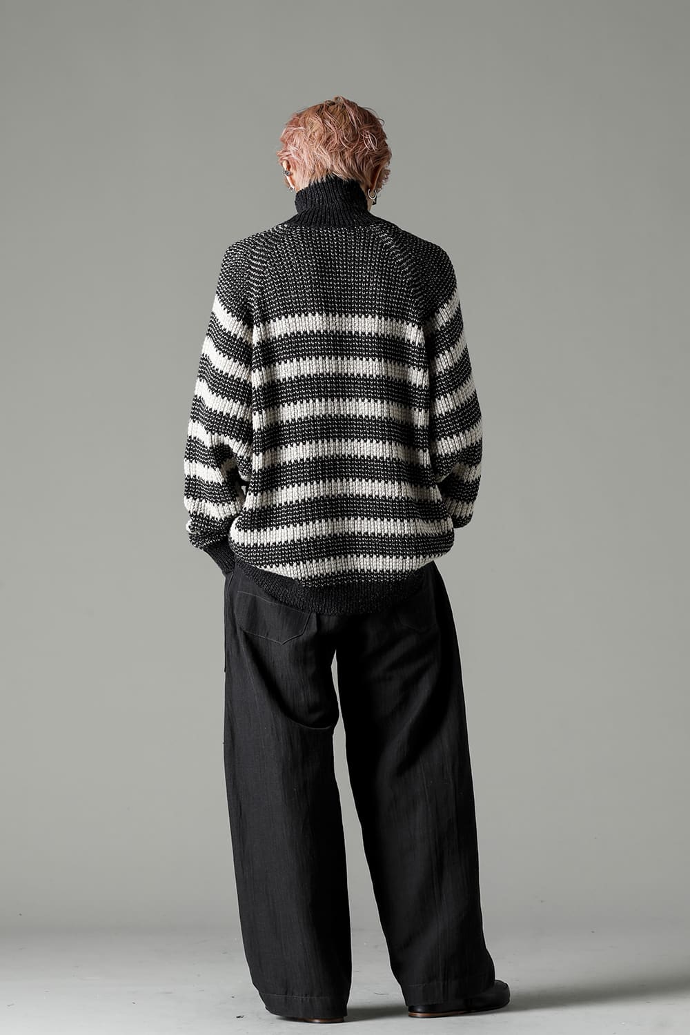 KNIT#57 BLACK MELE/NATURAL STRIPE