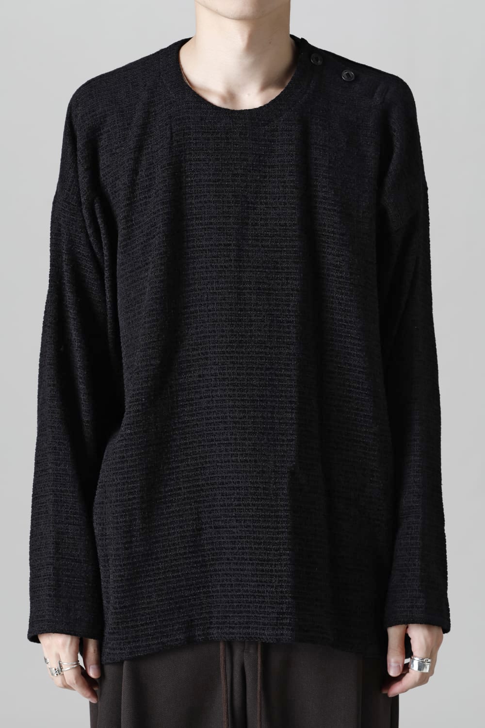 ロングプルオーバーシャツ シルクツイード