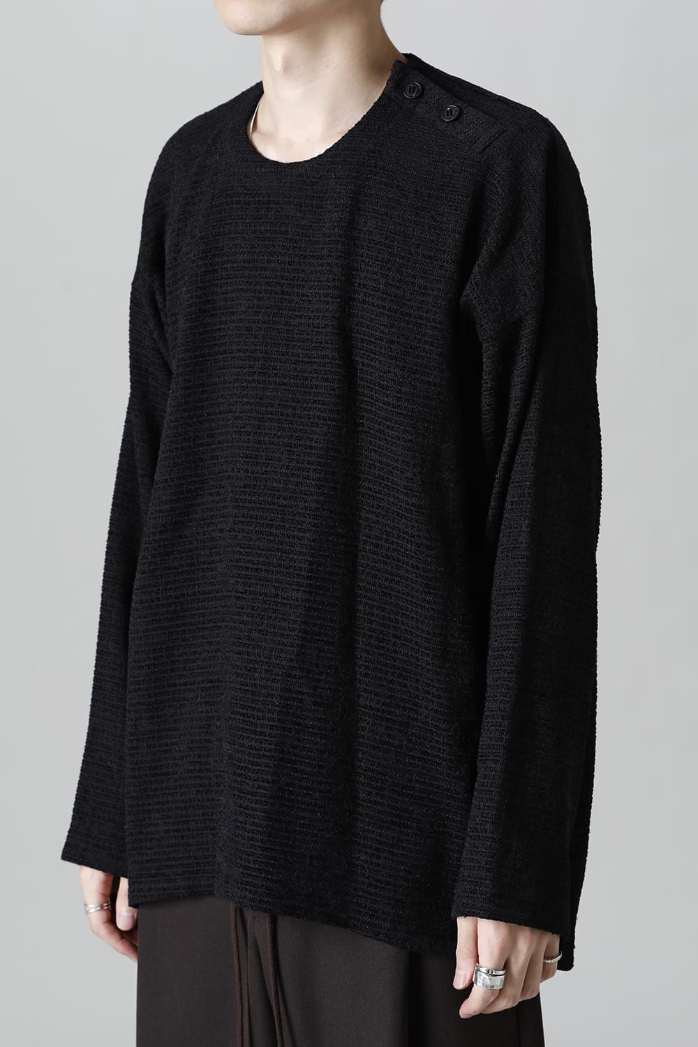 ロングプルオーバーシャツ シルクツイード