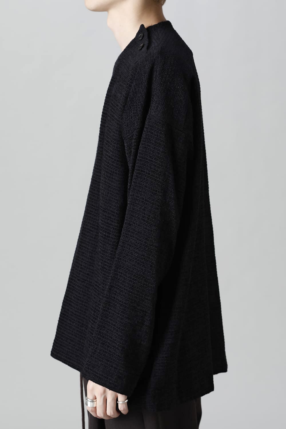 ロングプルオーバーシャツ シルクツイード