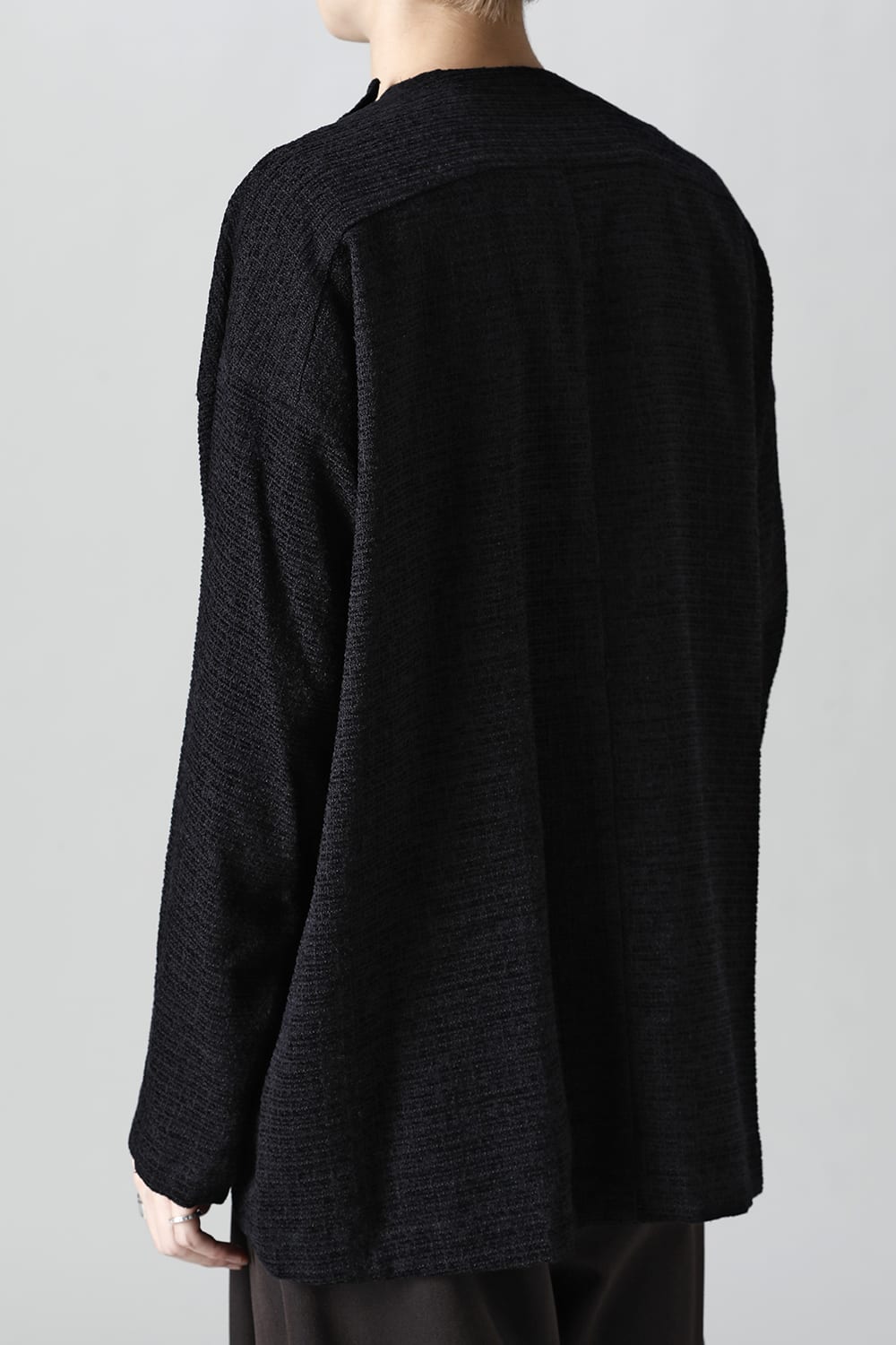 ロングプルオーバーシャツ シルクツイード