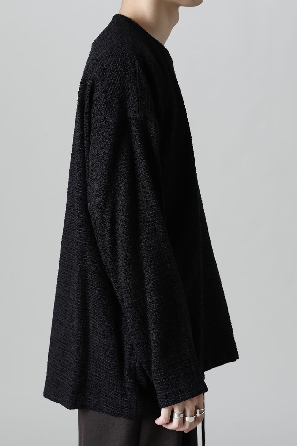 ロングプルオーバーシャツ シルクツイード