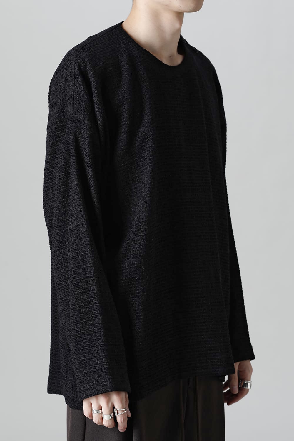 ロングプルオーバーシャツ シルクツイード