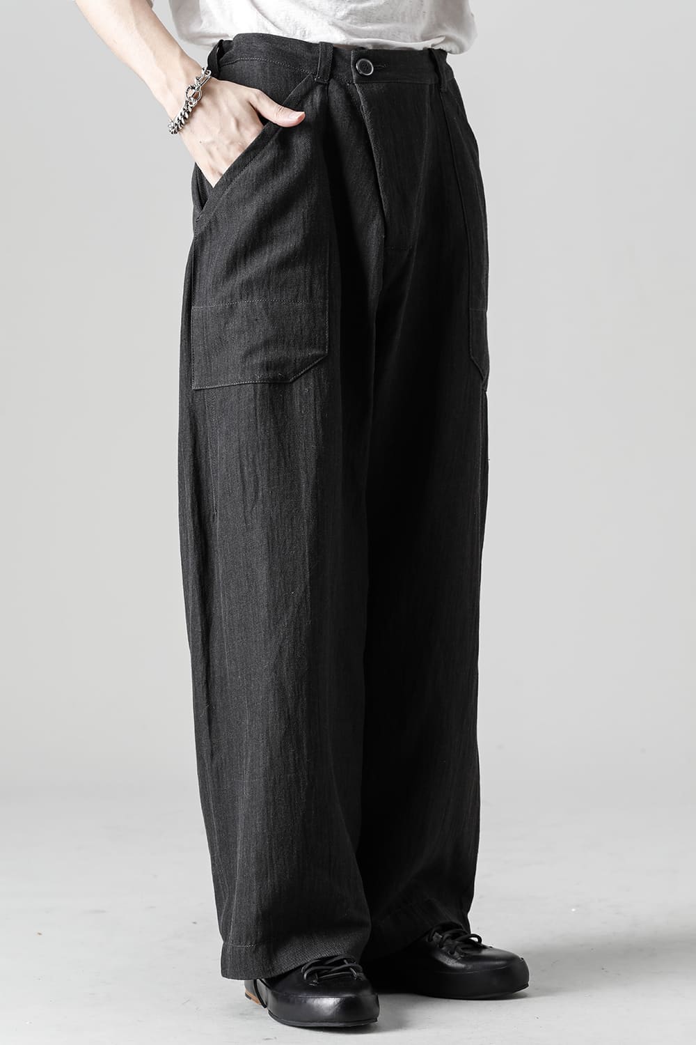 TROUSERS#67 SUMI WOOL/LINEN TWILL