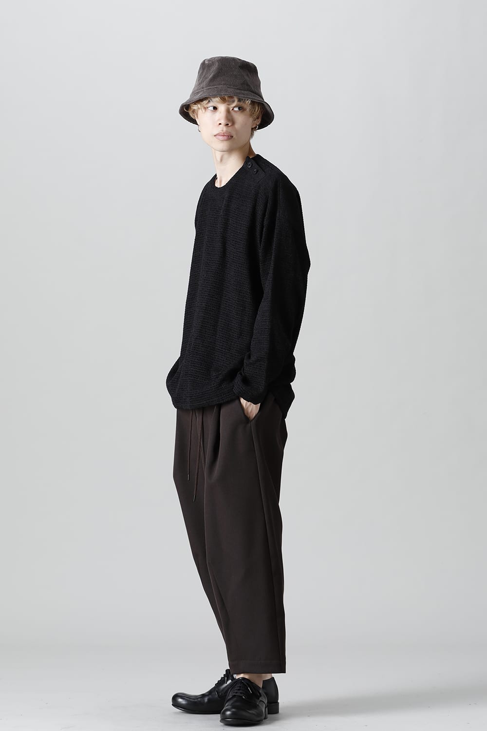 ロングプルオーバーシャツ シルクツイード