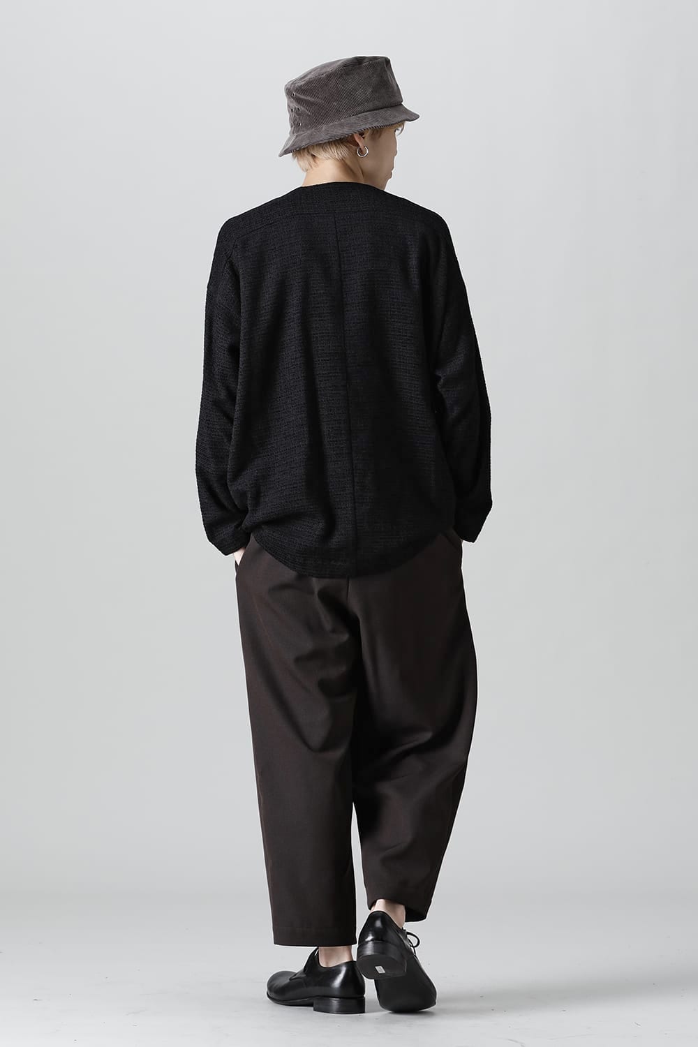 ロングプルオーバーシャツ シルクツイード