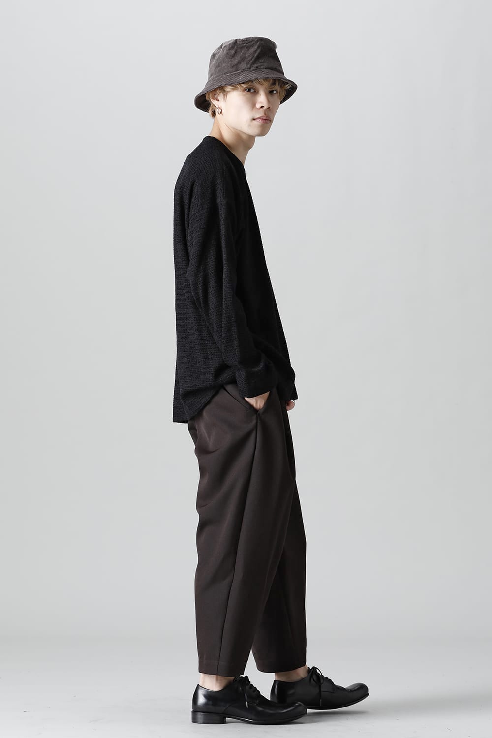 ロングプルオーバーシャツ シルクツイード