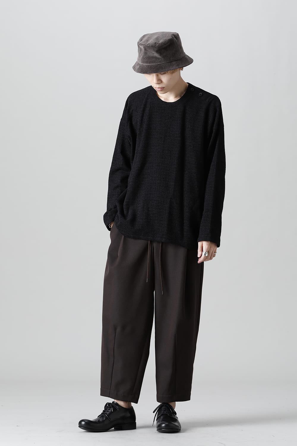 ロングプルオーバーシャツ シルクツイード