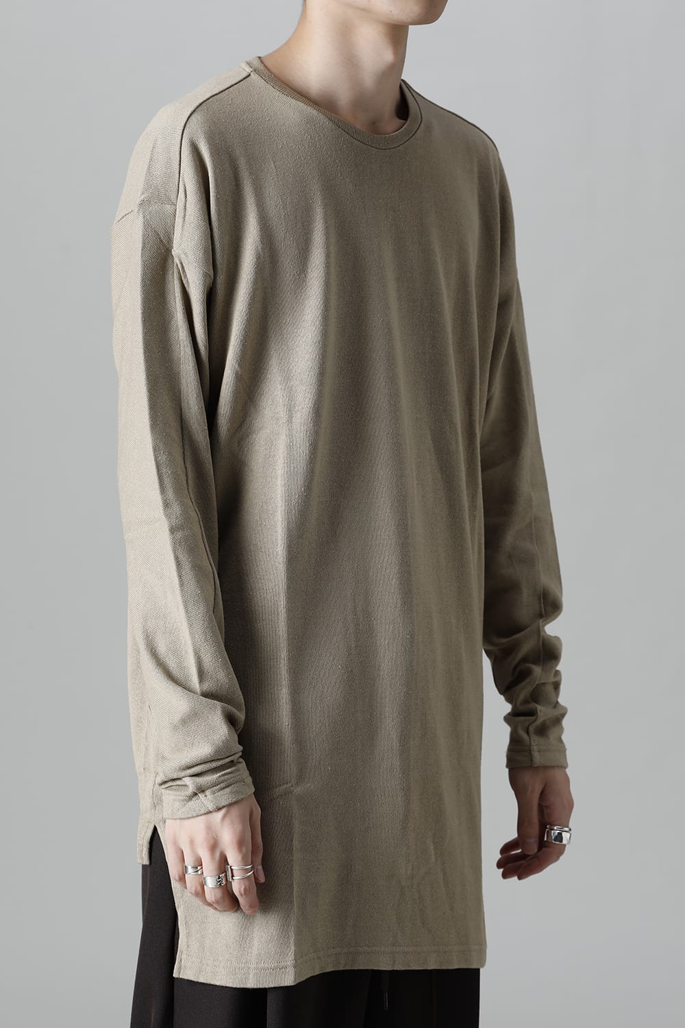 ロングスリーブ シルクジャージー サンドグレー