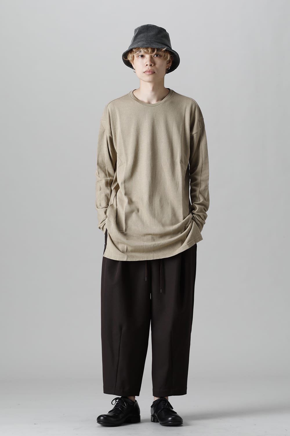 ロングスリーブ シルクジャージー サンドグレー