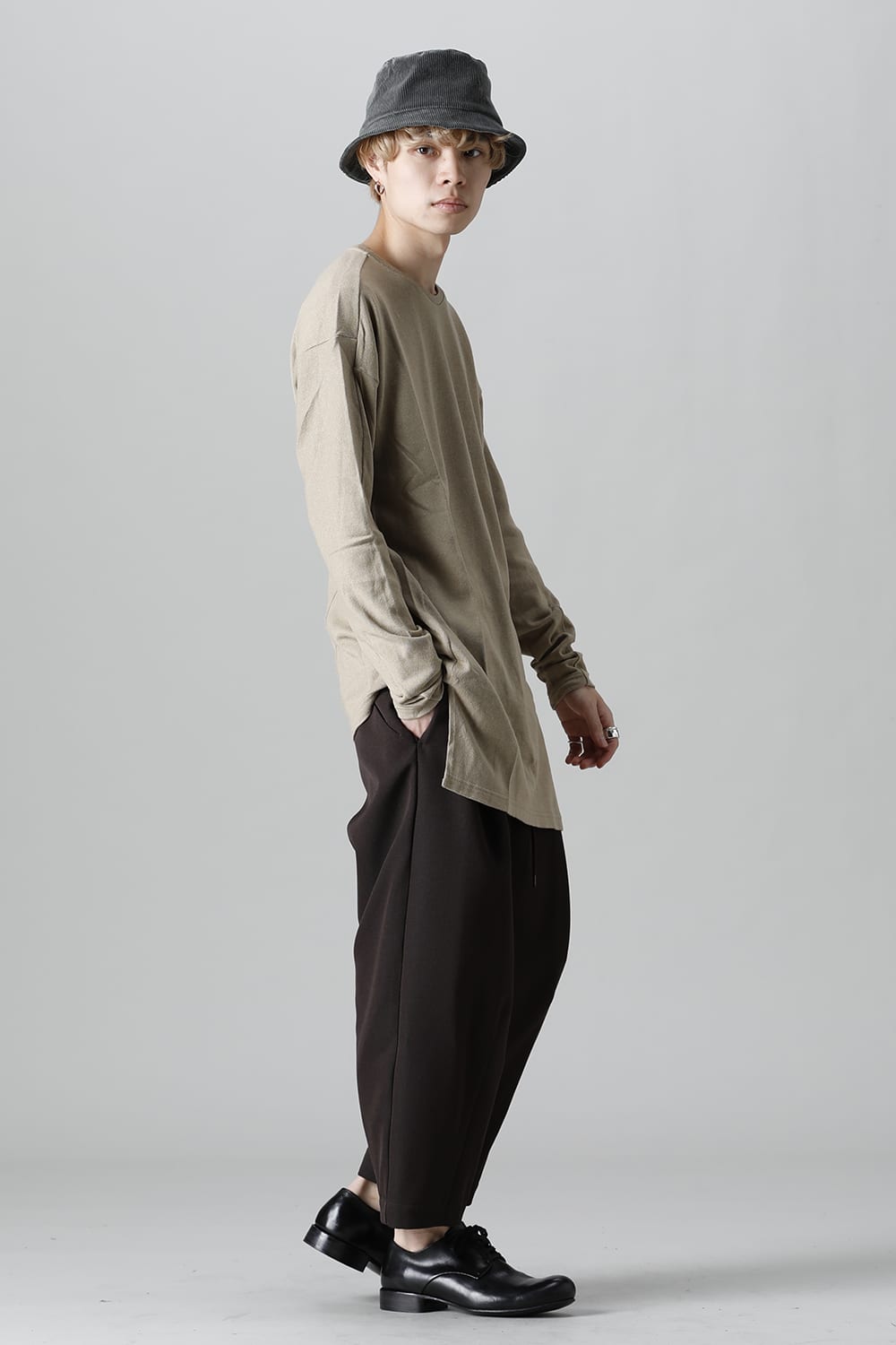 ロングスリーブ シルクジャージー サンドグレー