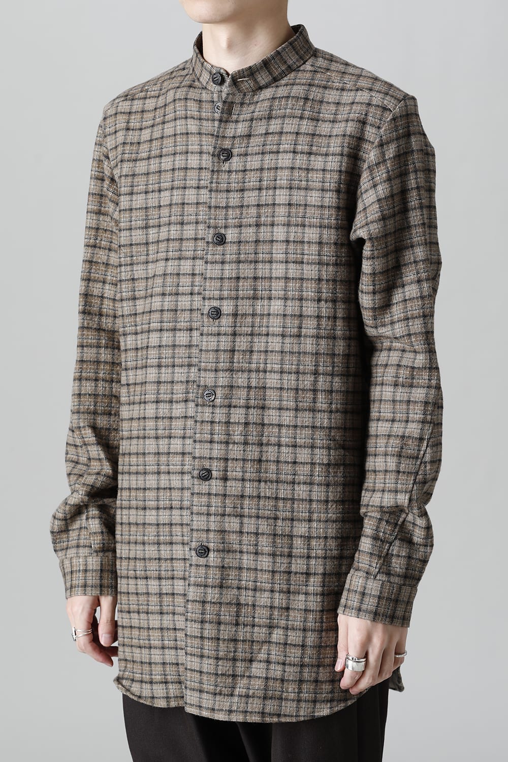 シャツ ヴァージンウール/カナパ チェック