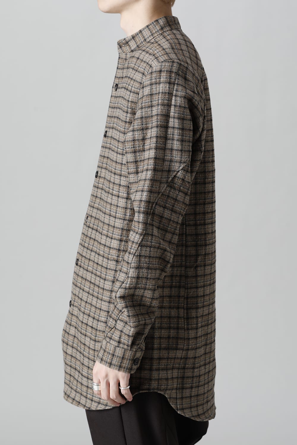 シャツ ヴァージンウール/カナパ チェック