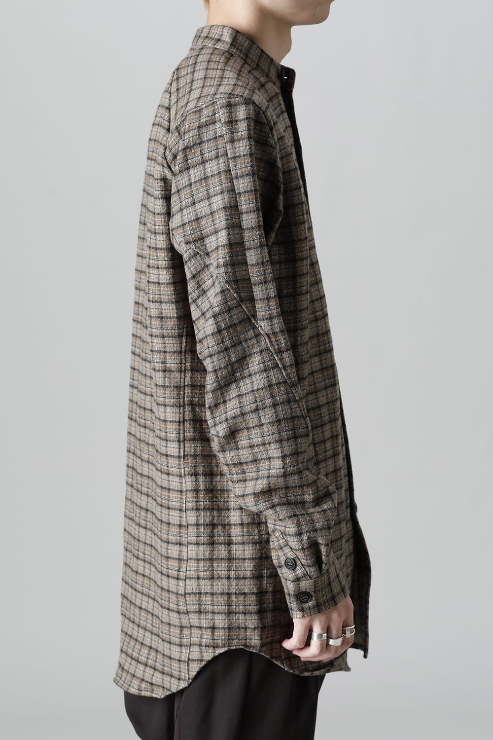 シャツ ヴァージンウール/カナパ チェック