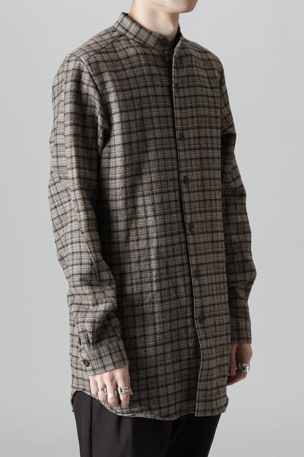 シャツ ヴァージンウール/カナパ チェック