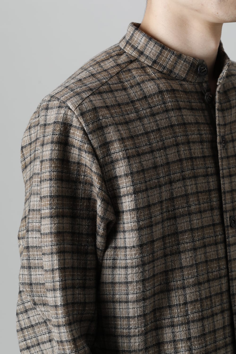 シャツ ヴァージンウール/カナパ チェック