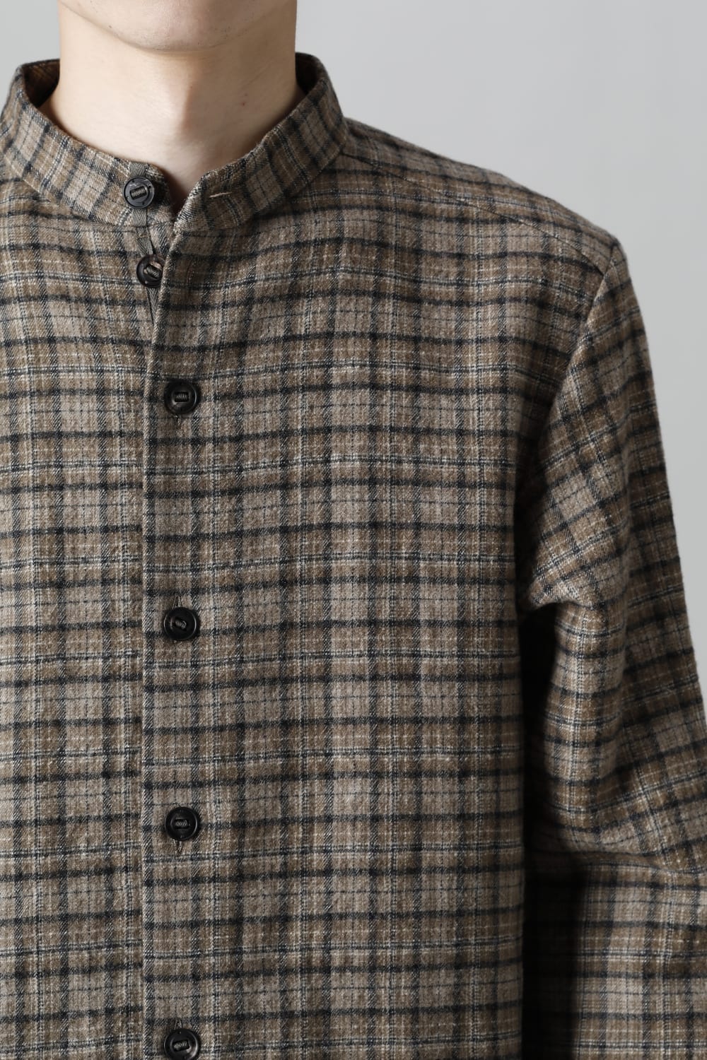 シャツ ヴァージンウール/カナパ チェック