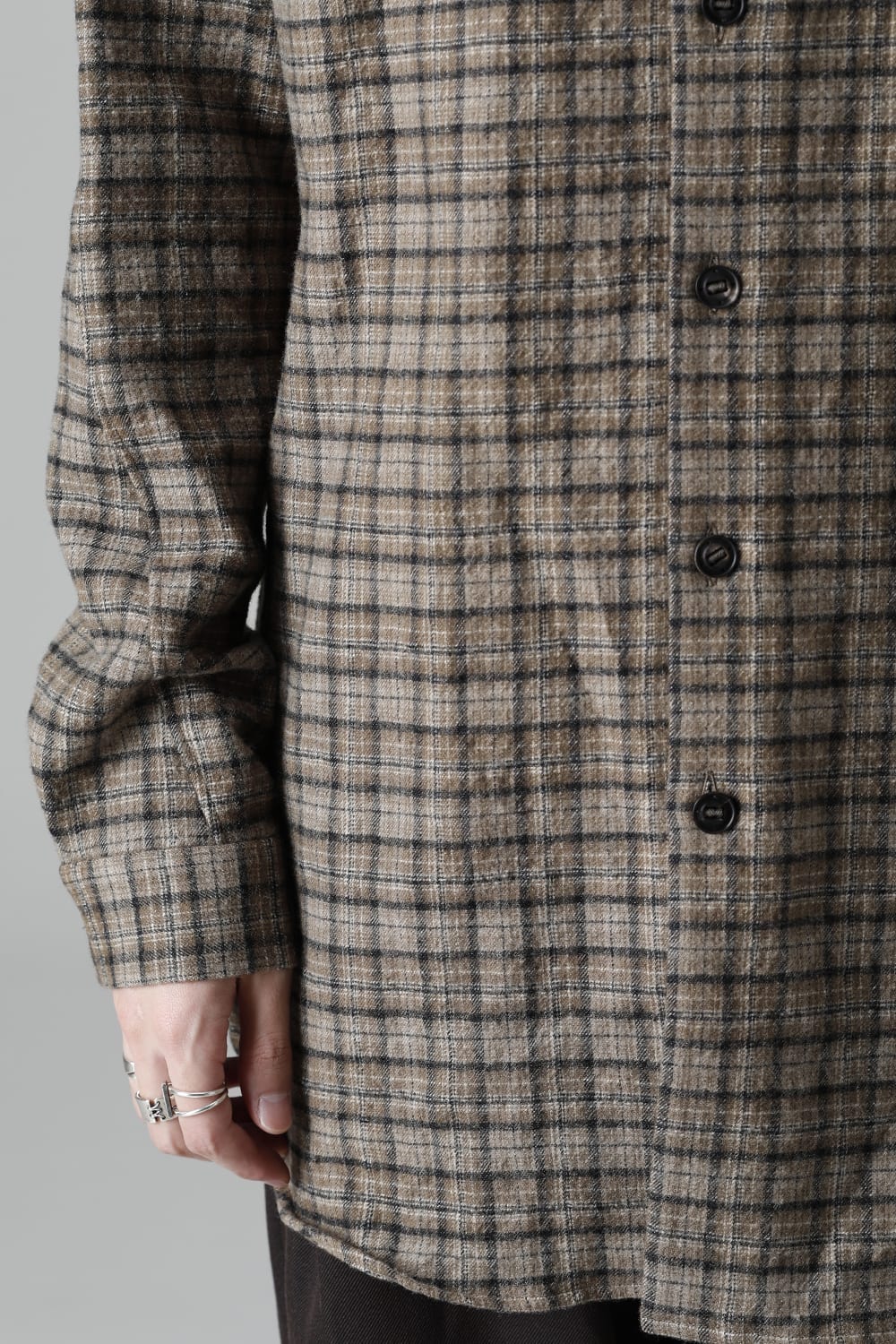 シャツ ヴァージンウール/カナパ チェック