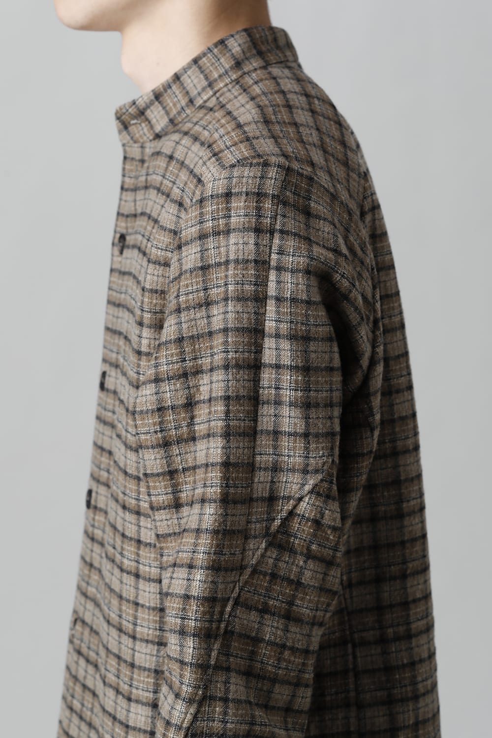 シャツ ヴァージンウール/カナパ チェック