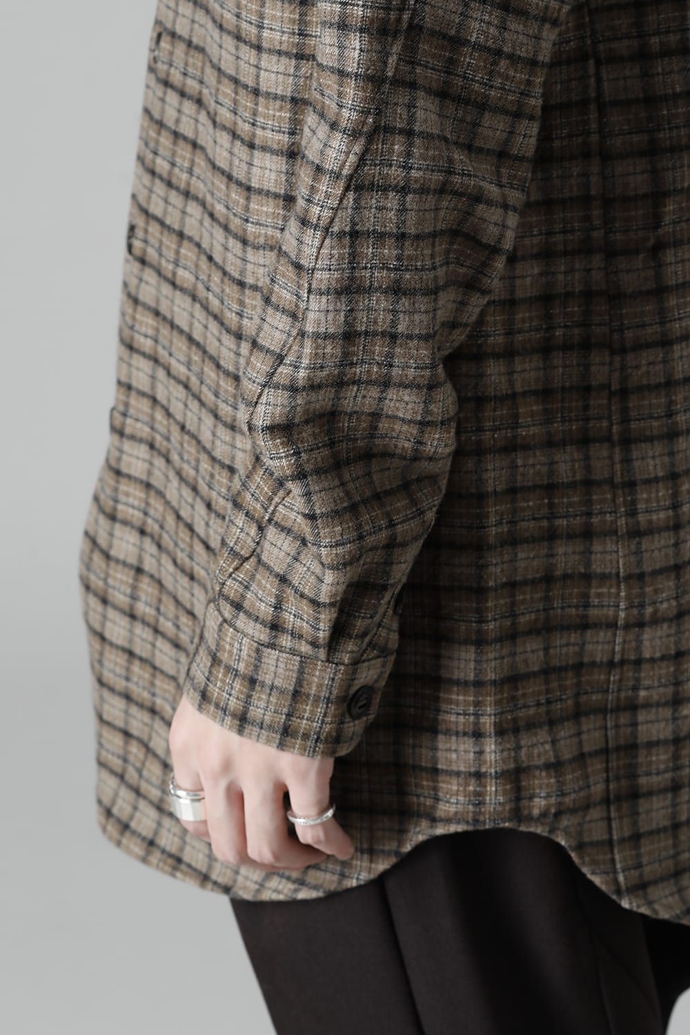 シャツ ヴァージンウール/カナパ チェック