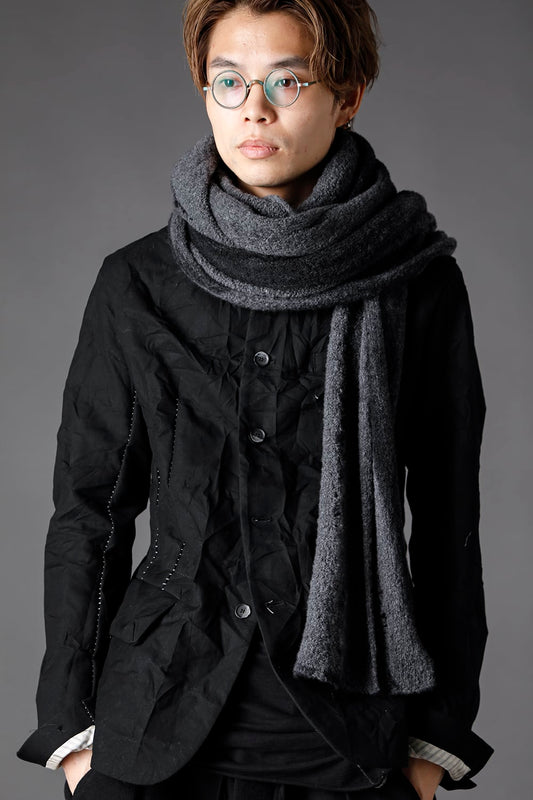 HAND MACHINE KNIT EXTRA LONG SCARF Storm Gray