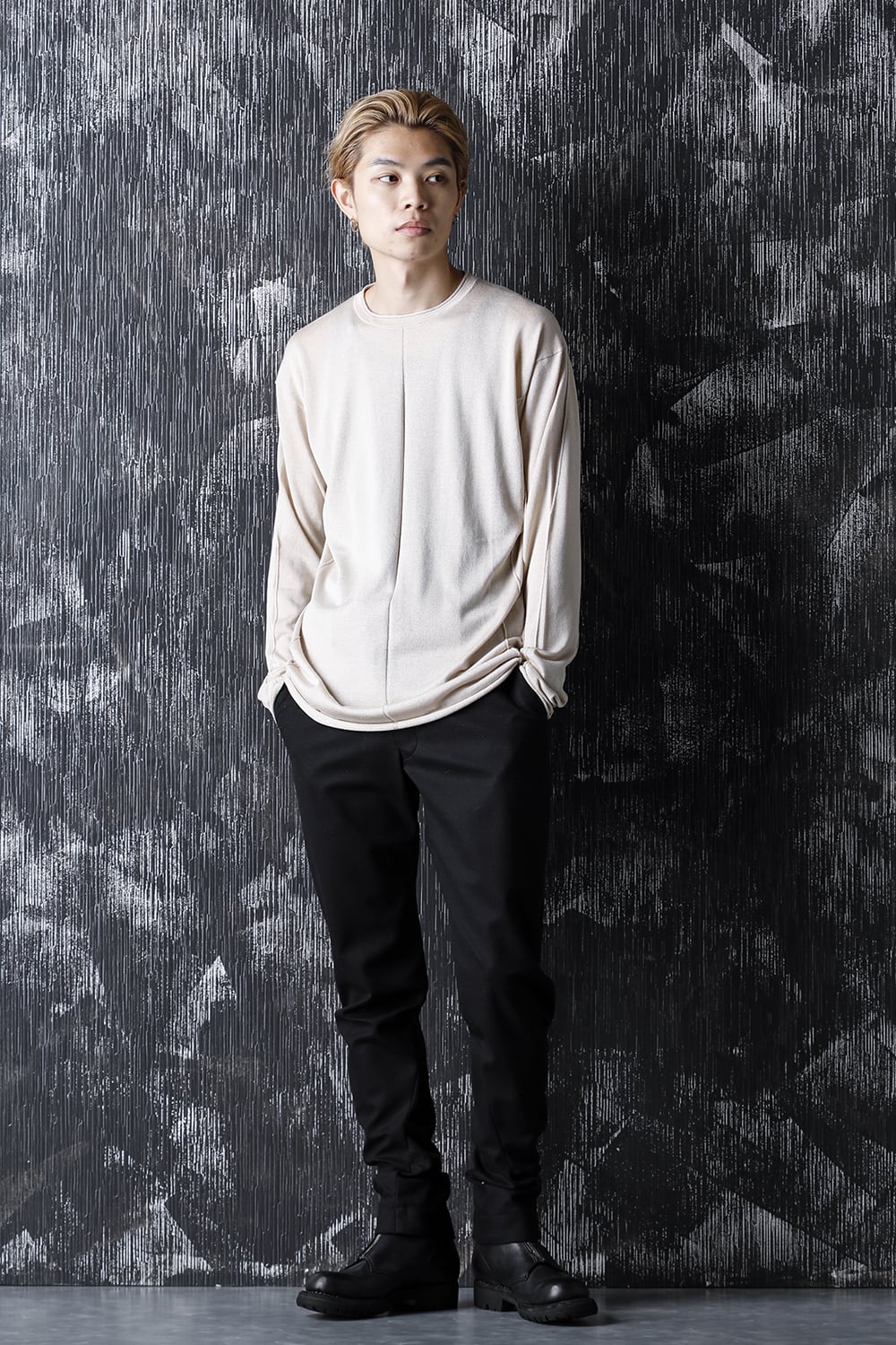 Knit long sleeve silk / cashmere Sand Beige