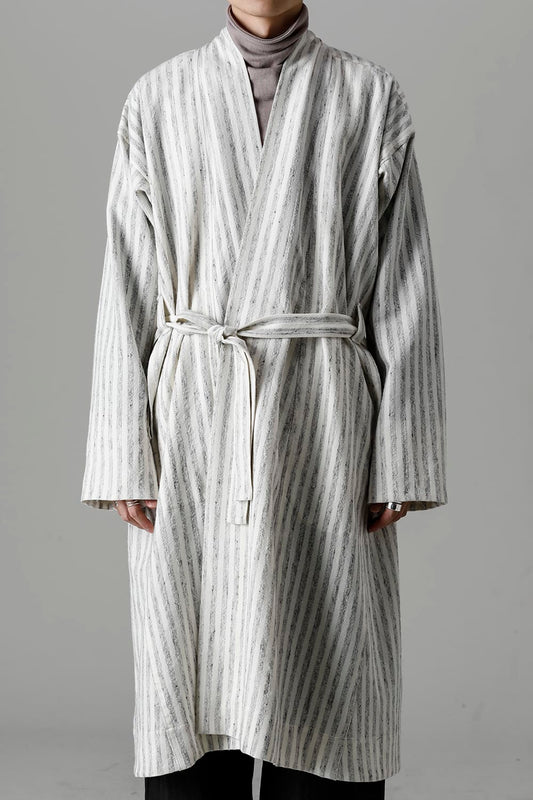 KIMONO#12 BONE STRIPED WOOL/COTTON CLOTH