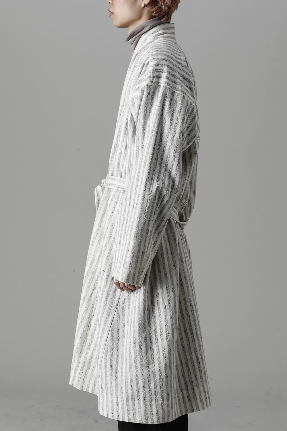 KIMONO#12 BONE STRIPED WOOL/COTTON CLOTH