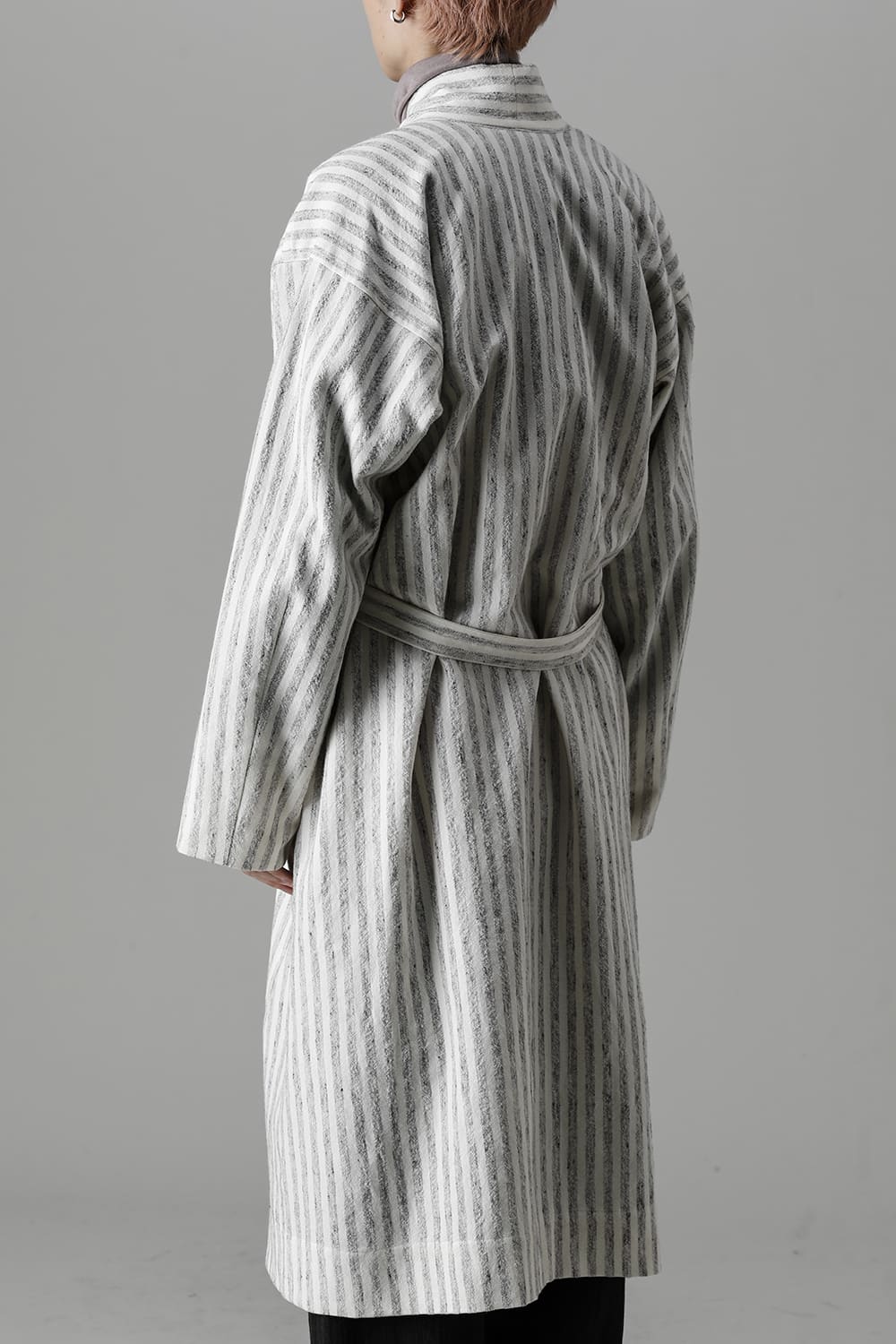 KIMONO#12 BONE STRIPED WOOL/COTTON CLOTH