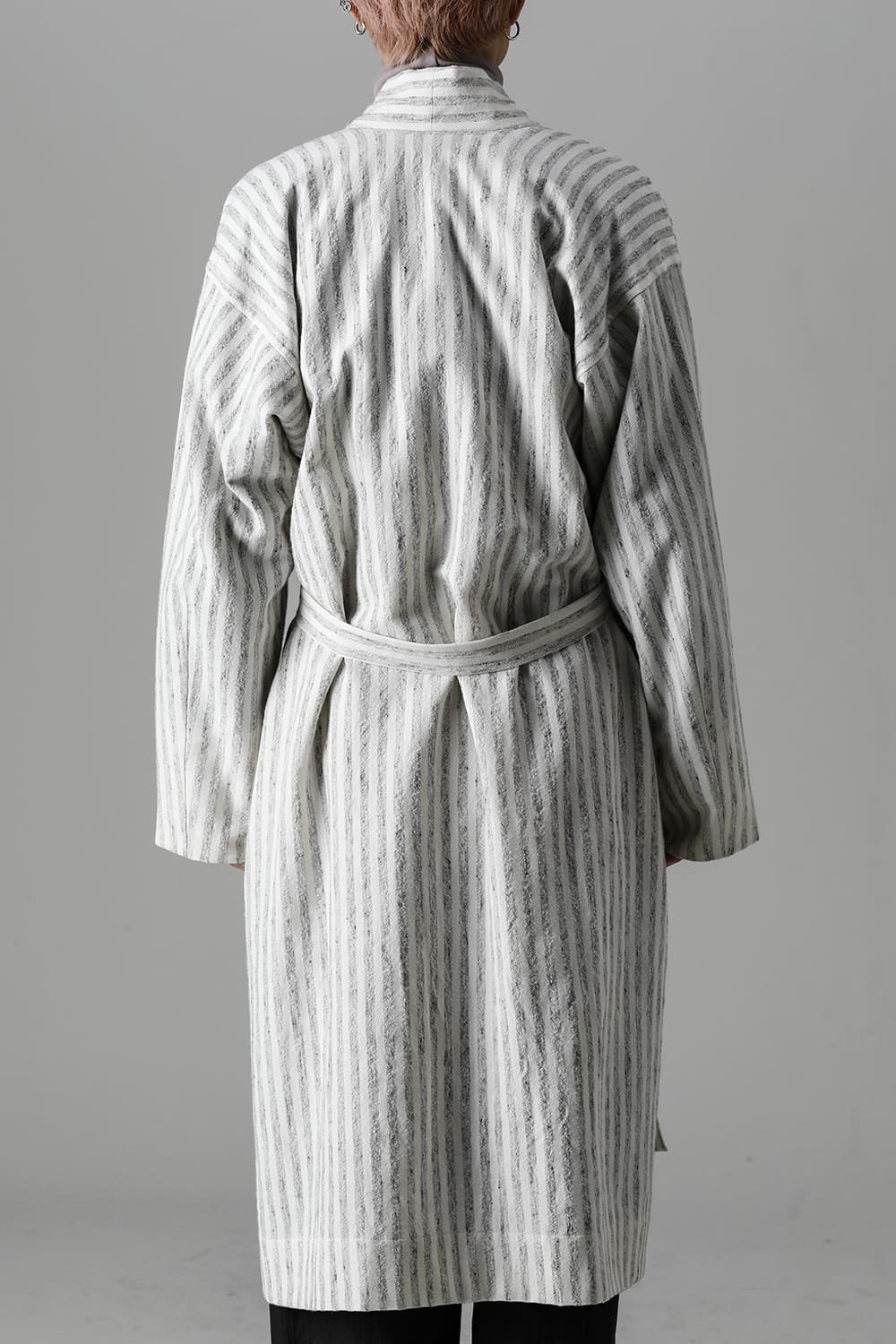 KIMONO#12 BONE STRIPED WOOL/COTTON CLOTH