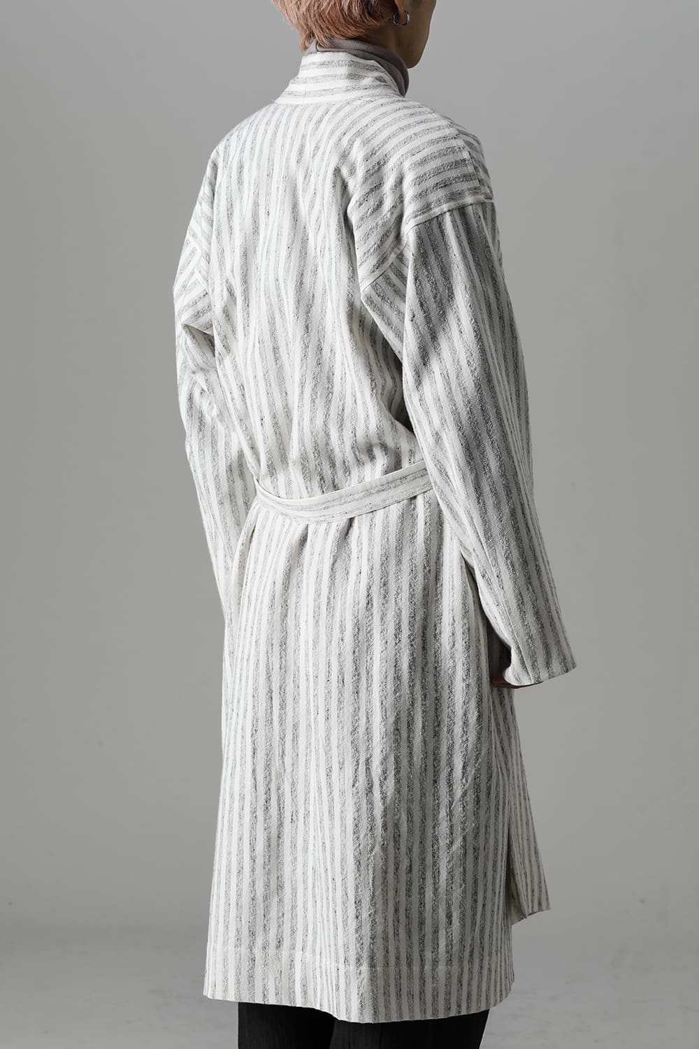 KIMONO#12 BONE STRIPED WOOL/COTTON CLOTH