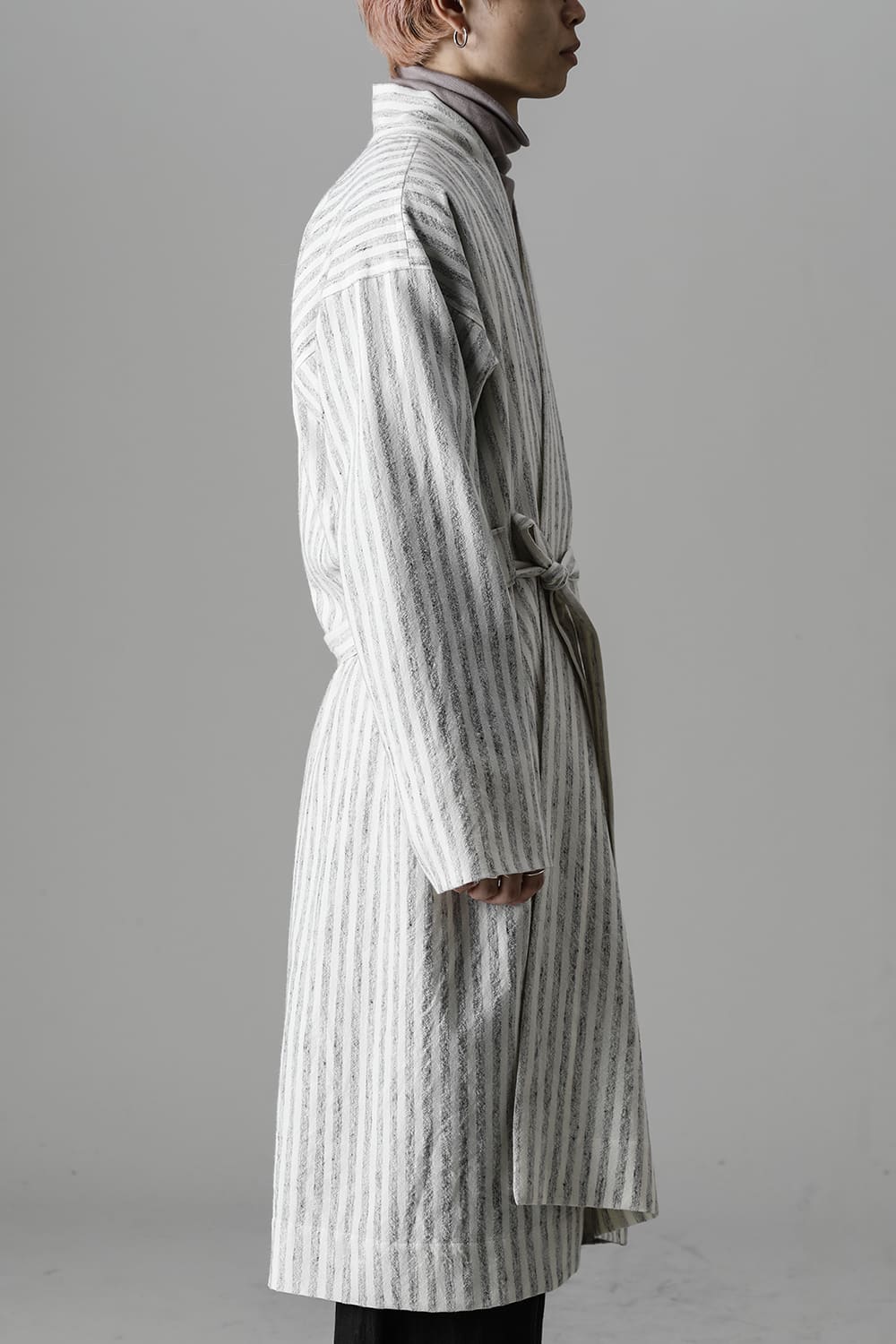 KIMONO#12 BONE STRIPED WOOL/COTTON CLOTH