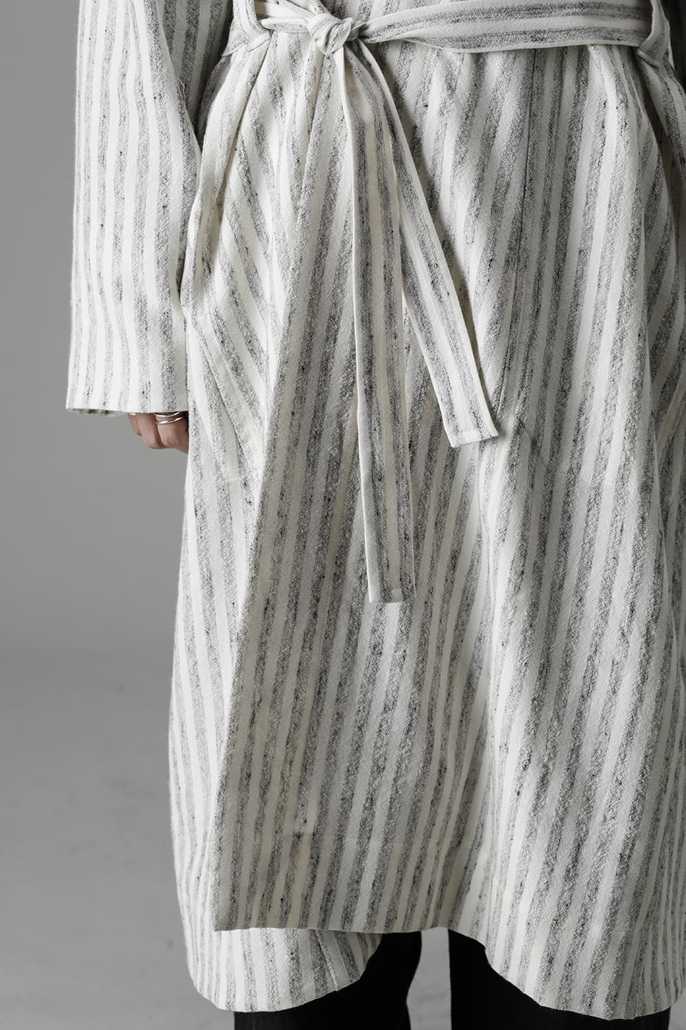 KIMONO#12 BONE STRIPED WOOL/COTTON CLOTH