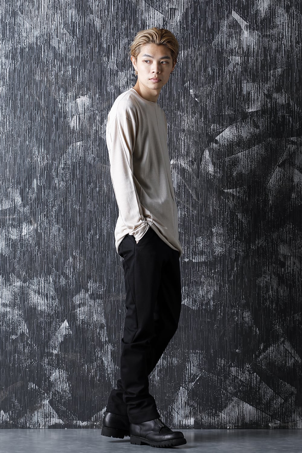 Knit long sleeve silk / cashmere Sand Beige