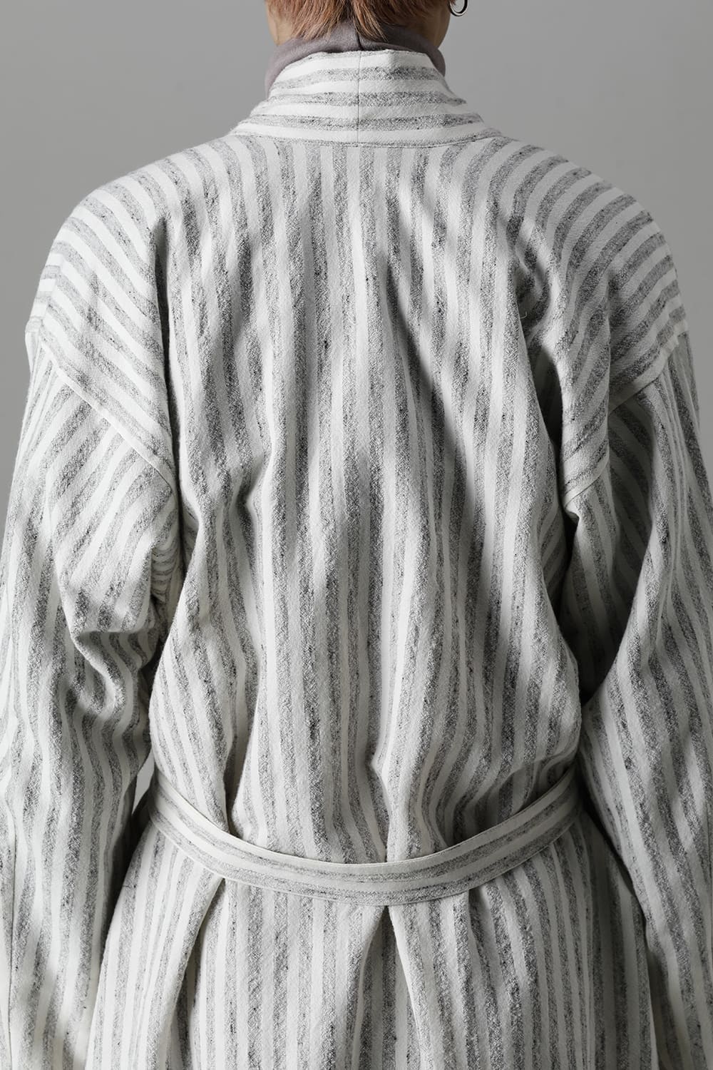 KIMONO#12 BONE STRIPED WOOL/COTTON CLOTH