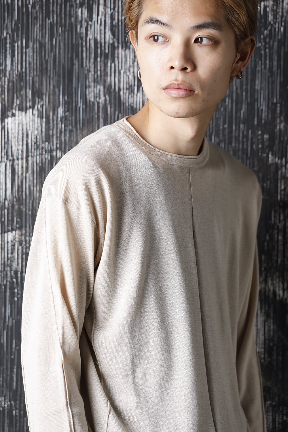 Knit long sleeve silk / cashmere Sand Beige