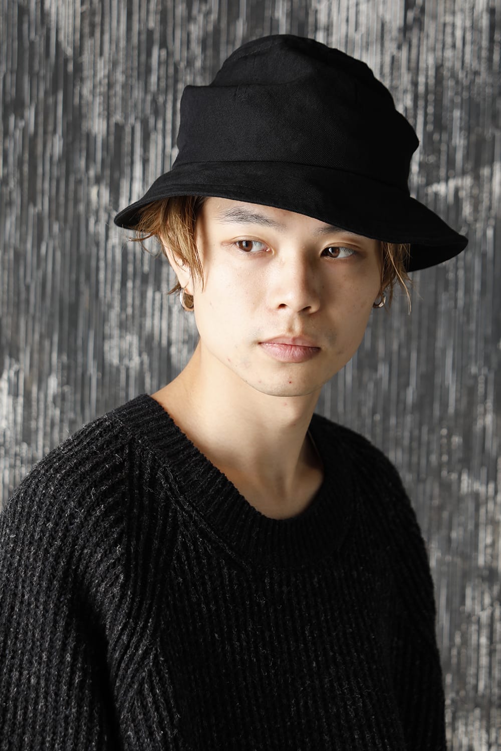 Hat Black Wool Linen Twill