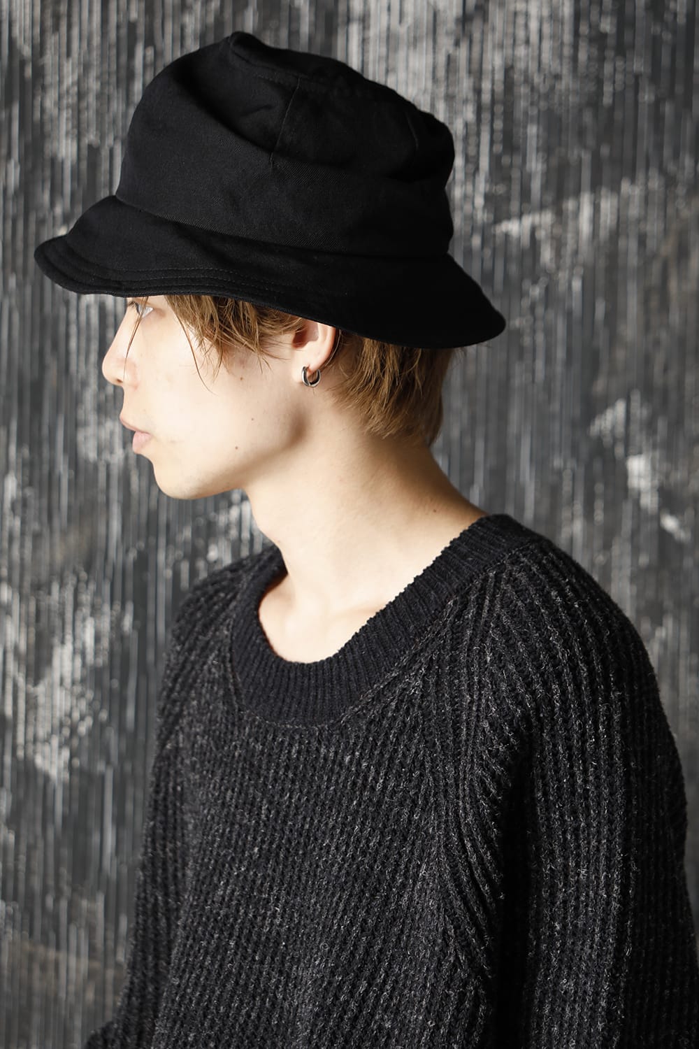 Hat Black Wool Linen Twill