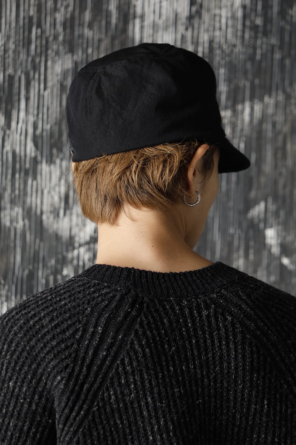 Cap Black Wool Linen Twill