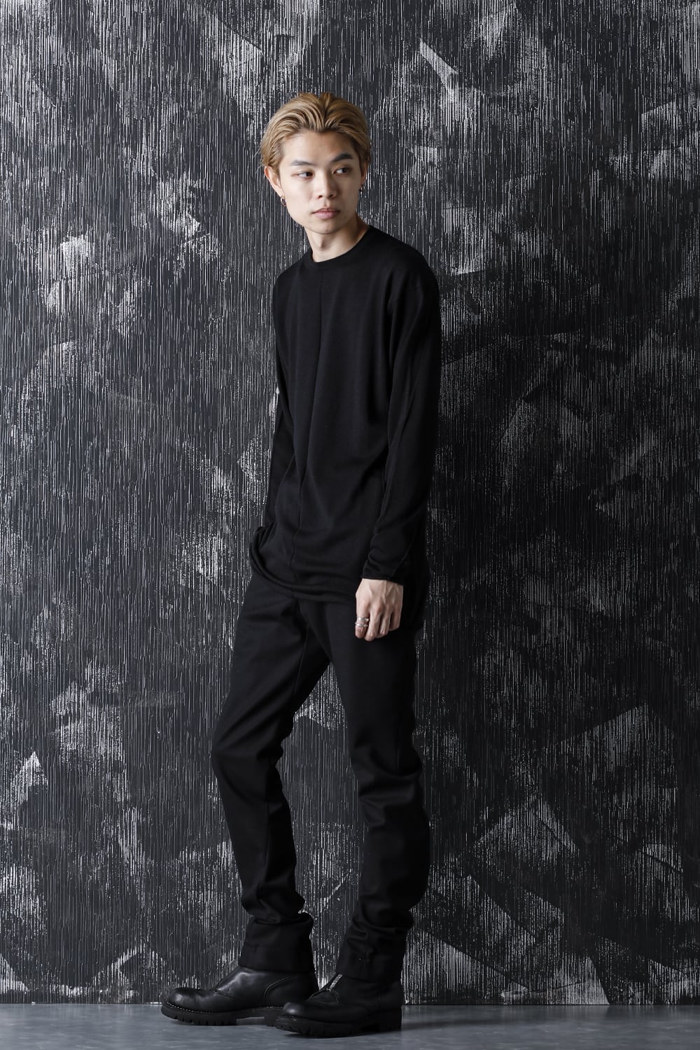 Knit long sleeve silk / cashmere Black