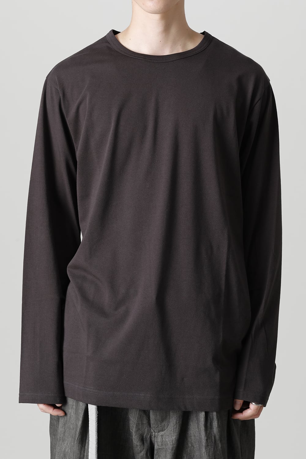 Crew Neck Long Sleeve T-Shirt Charcoal