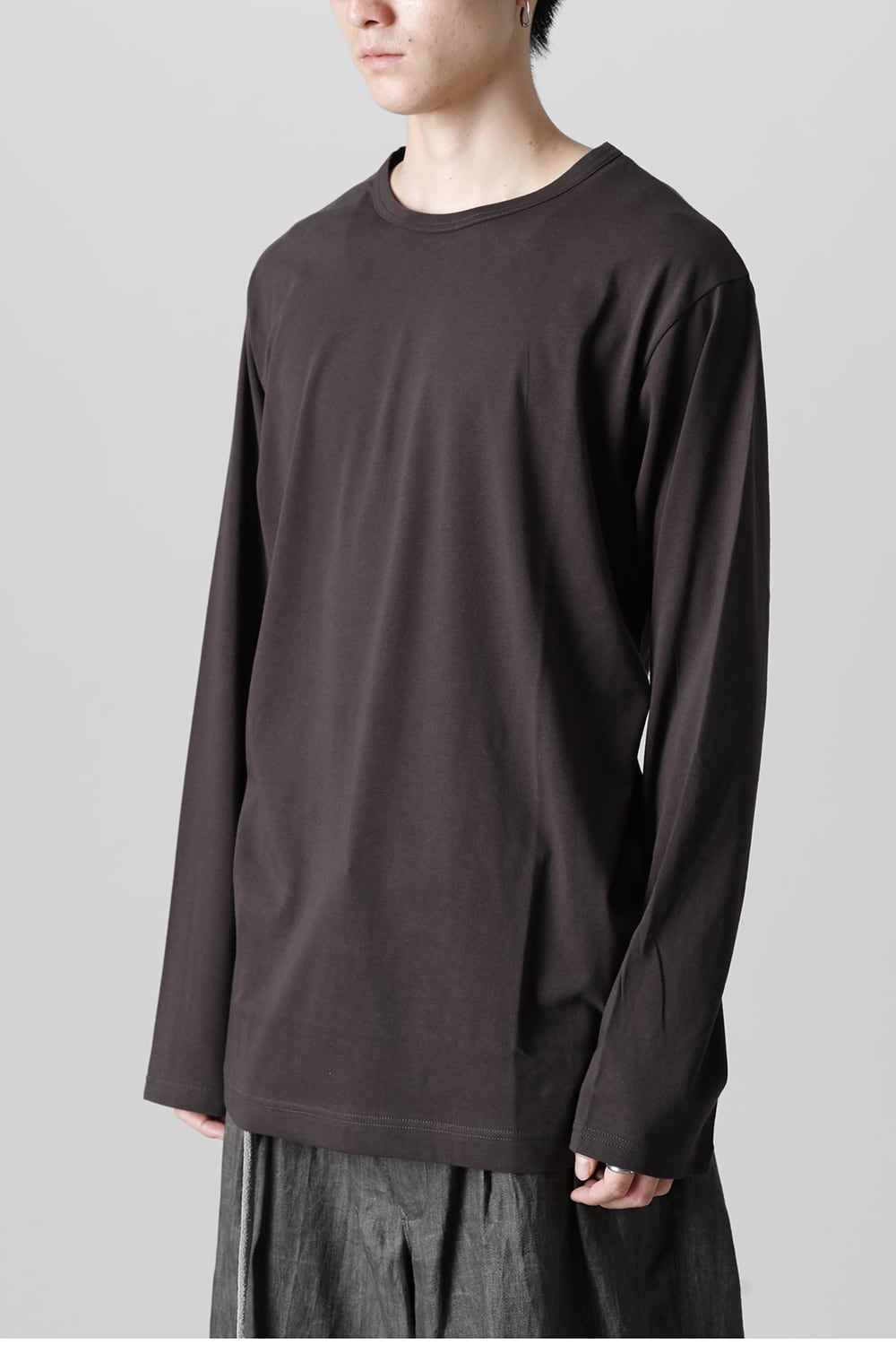 Crew Neck Long Sleeve T-Shirt Charcoal