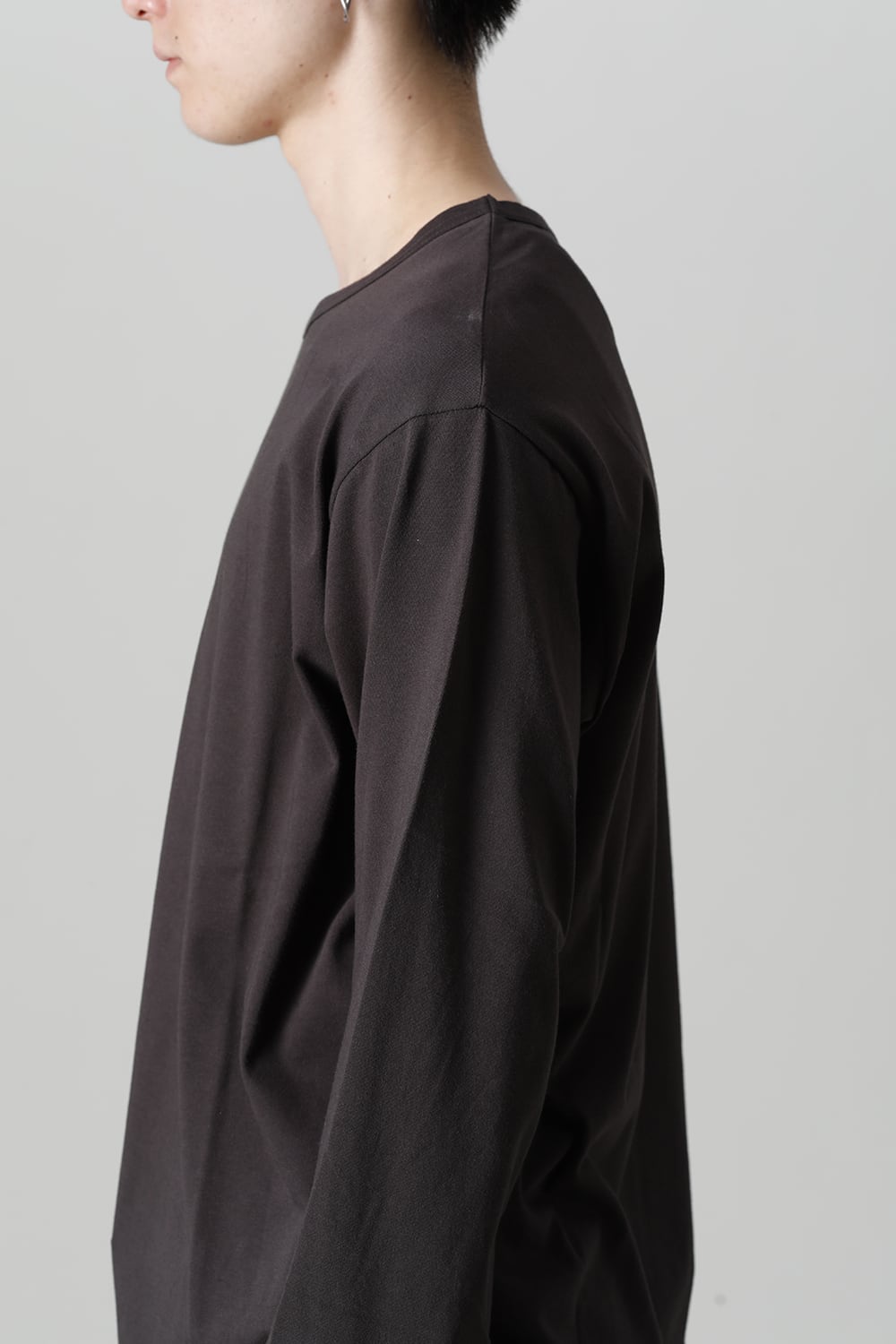 Crew Neck Long Sleeve T-Shirt Charcoal