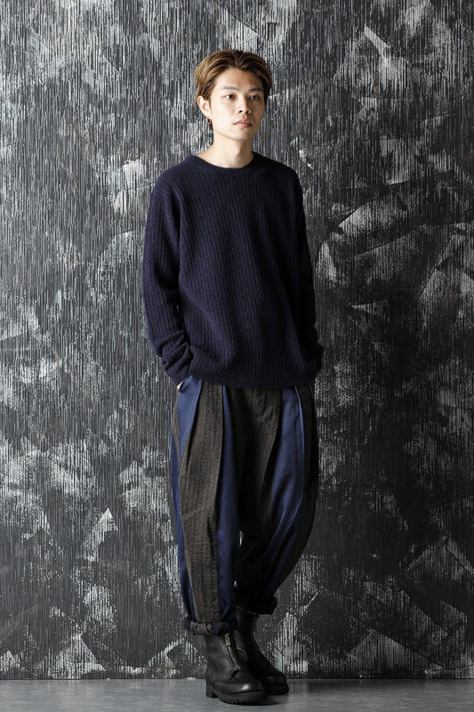 ロング スリーブ ニット トップ ブルー