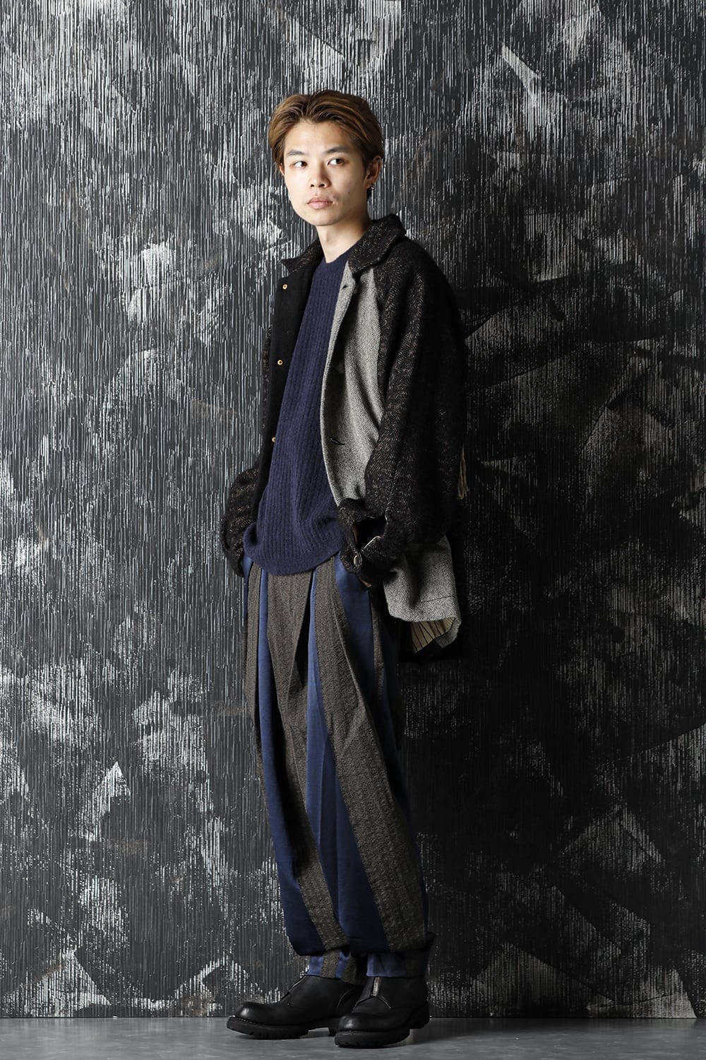 ロング スリーブ ニット トップ ブルー