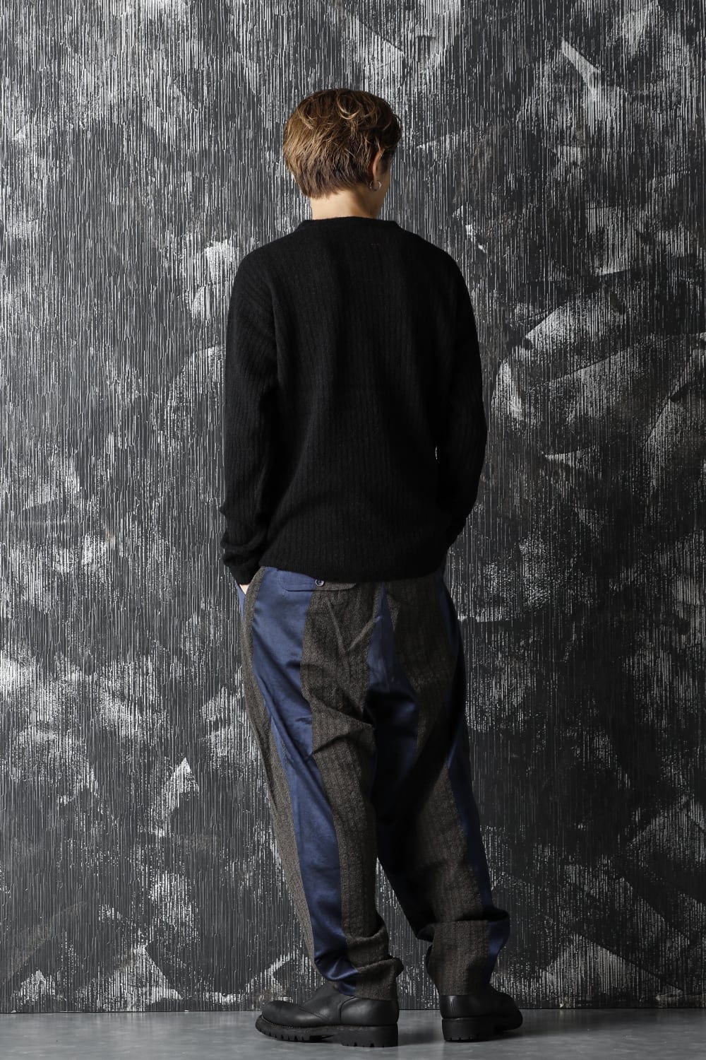 ロング スリーブ ニット トップ ブラック