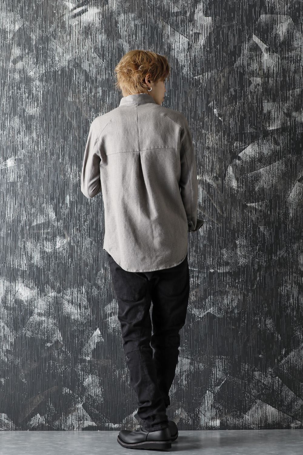 Wool Linen Layered collar shirt Gray