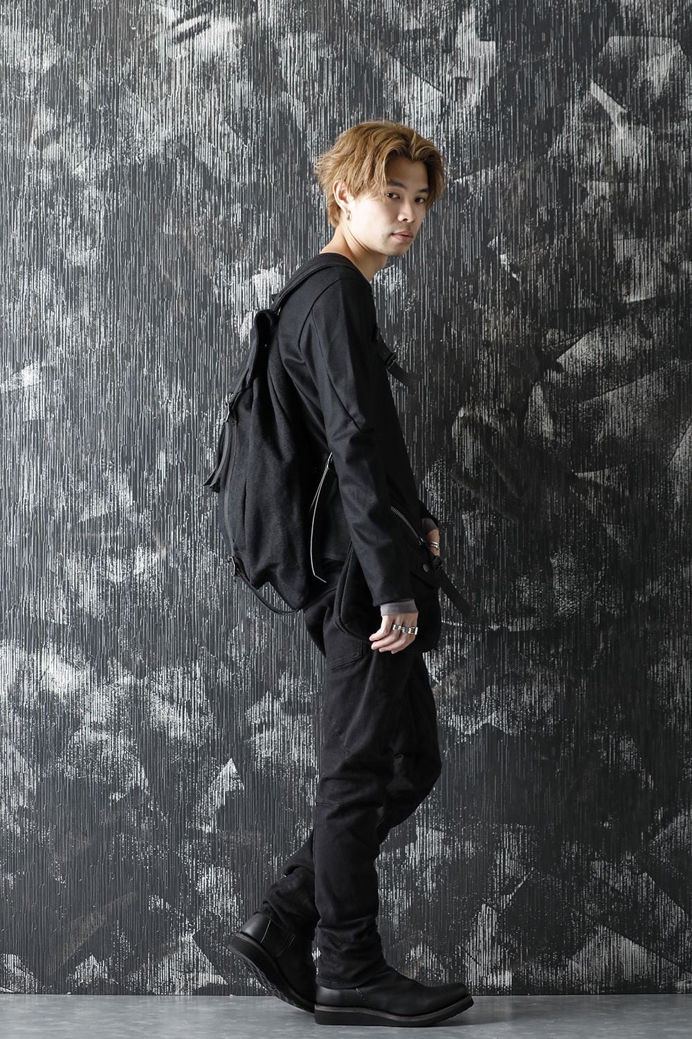 Jute x Cotton Military Twill Bag Attached Bag Pack Black