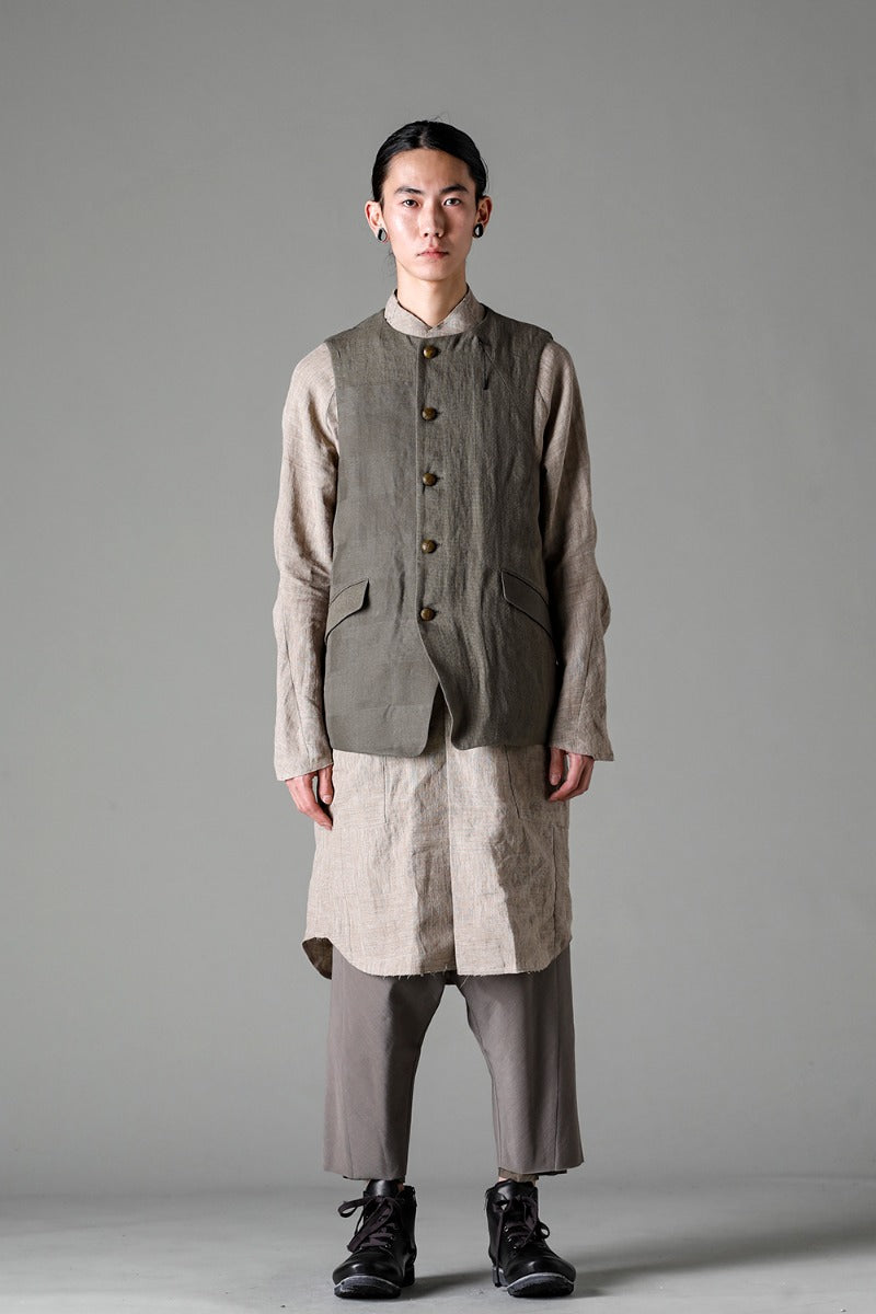 Dropcrotch cropped pants Cotton/silk /viscose Mud Gray