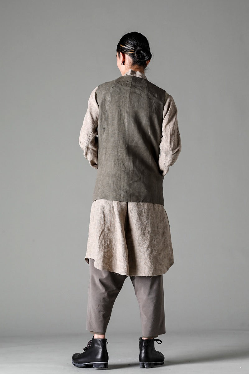 Dropcrotch cropped pants Cotton/silk /viscose Mud Gray